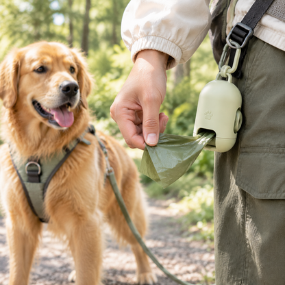 Dog Collar with Poop Bag Dispenser & Waste Bags