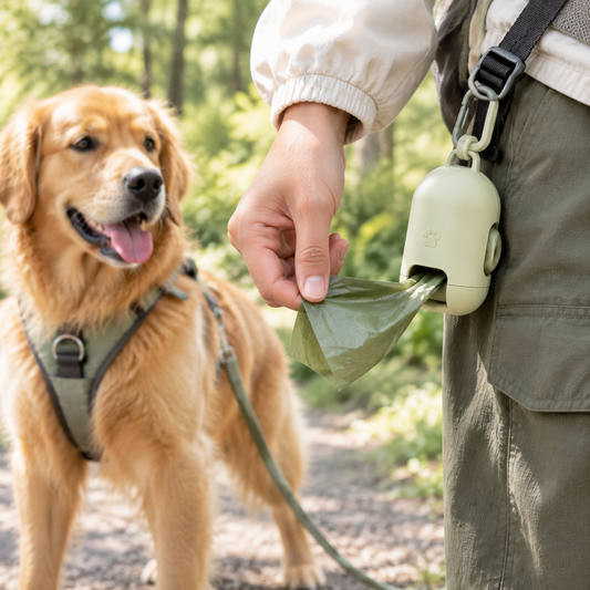 Dog Collar with Poop Bag Dispenser & Waste Bags