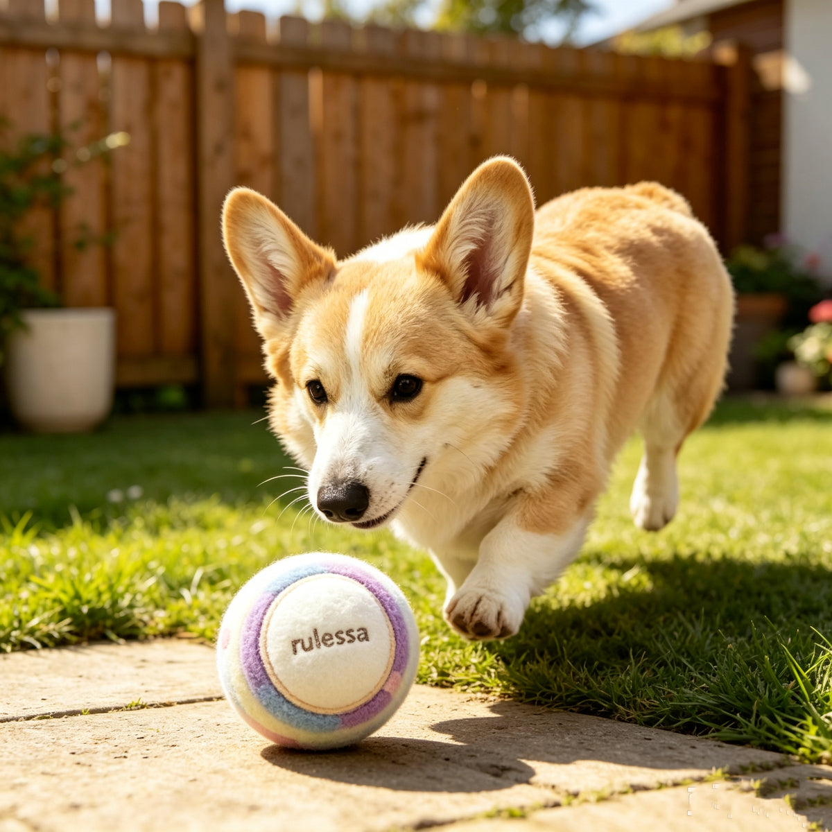 Rulessa Soft Plush Dog Fetch Ball Toy