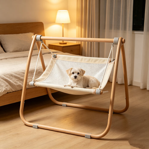 Wooden Frame Elevated Cat & Small Dog Hammock Bed