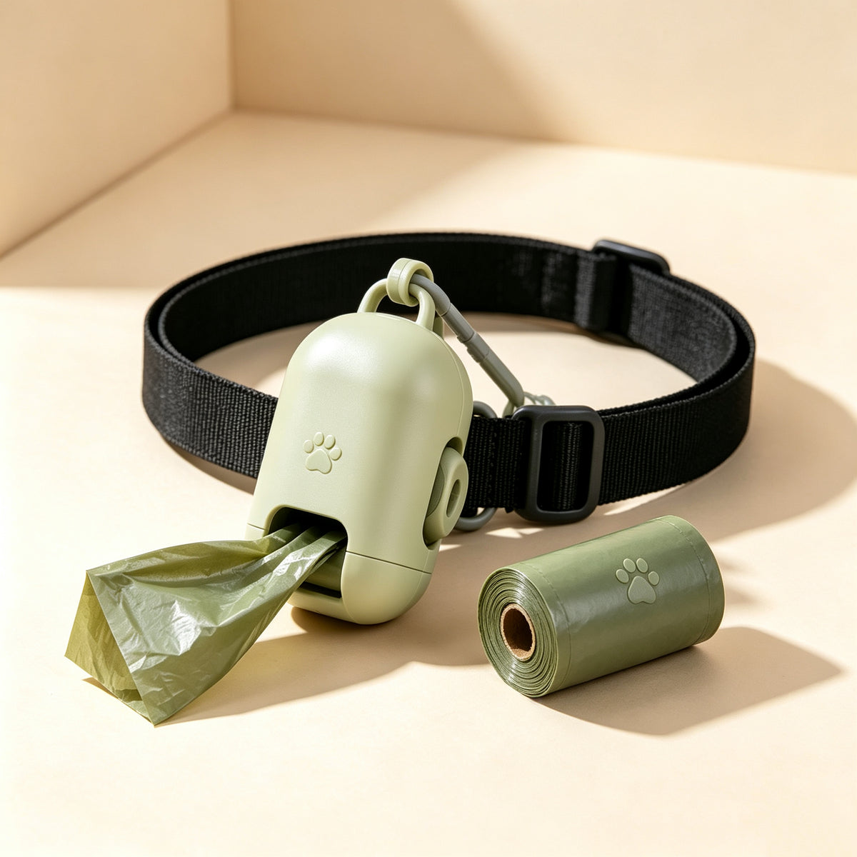 Dog Collar with Poop Bag Dispenser & Waste Bags
