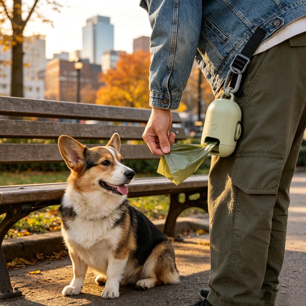 Dog Collar with Poop Bag Dispenser & Waste Bags