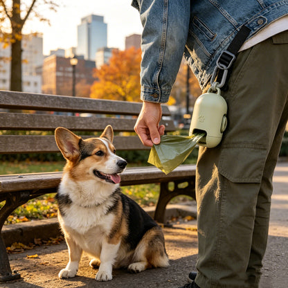 Dog Collar with Poop Bag Dispenser & Waste Bags