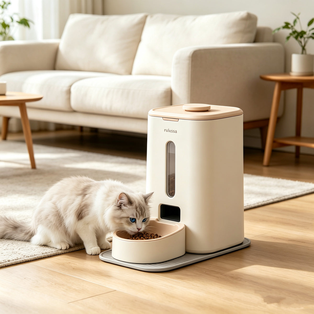 Smart Automatic Pet Feeder with Wood Lid